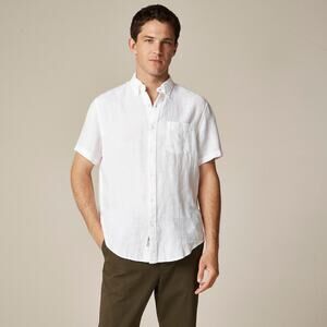 J. Crew Men's Short-Sleeve Baird McNutt Irish Linen Shirt White Size Medium NWOT